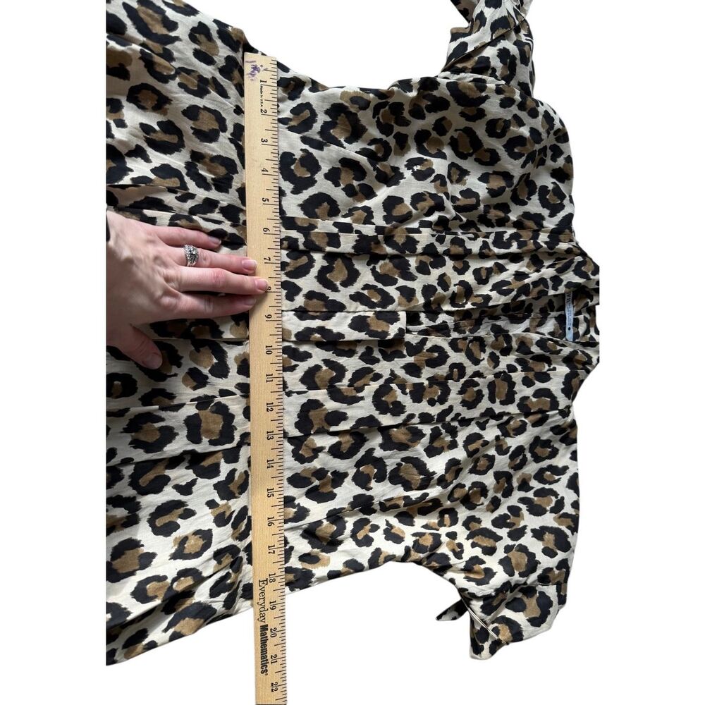 ZARA Midi Dress Leopard Print Belted Short Sleeve Large - Picture 6 of 12